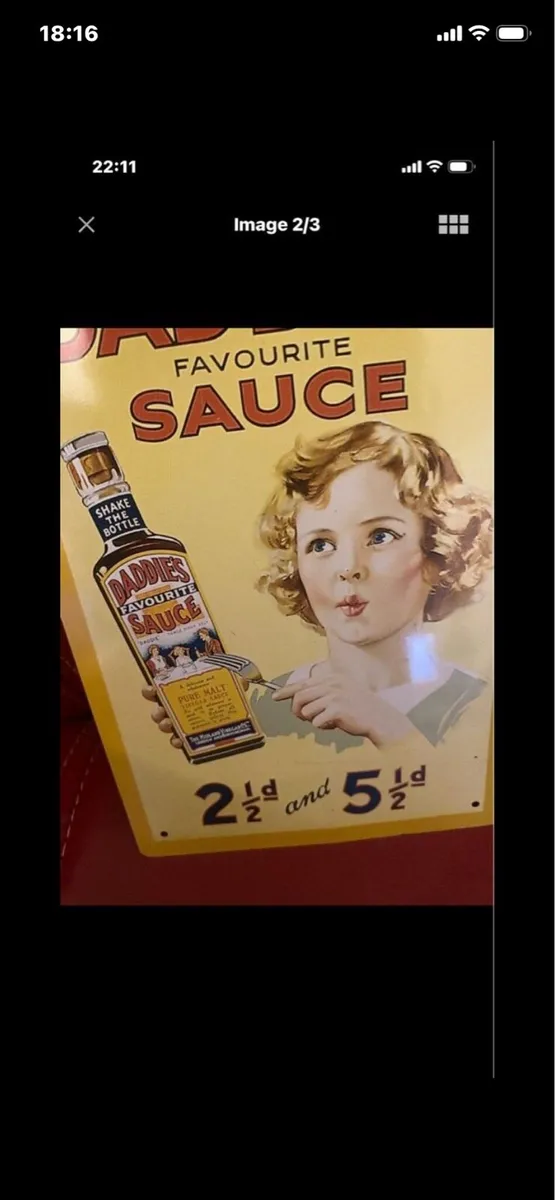 Daddies Favourite Sauce Metal Sign - Image 2