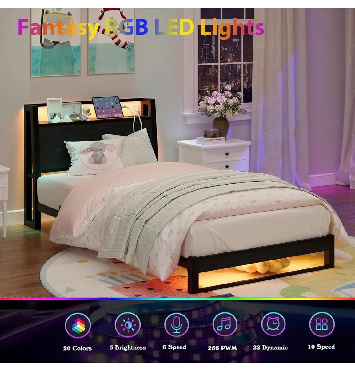 Single Bed with Charging Station and LED - Image 1