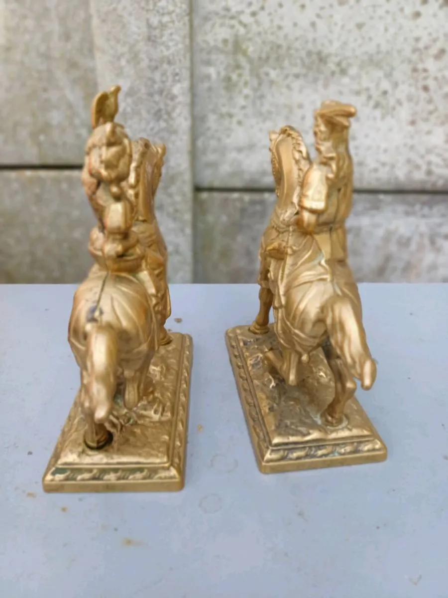 1940s Brass Horsemen Figures - Image 3