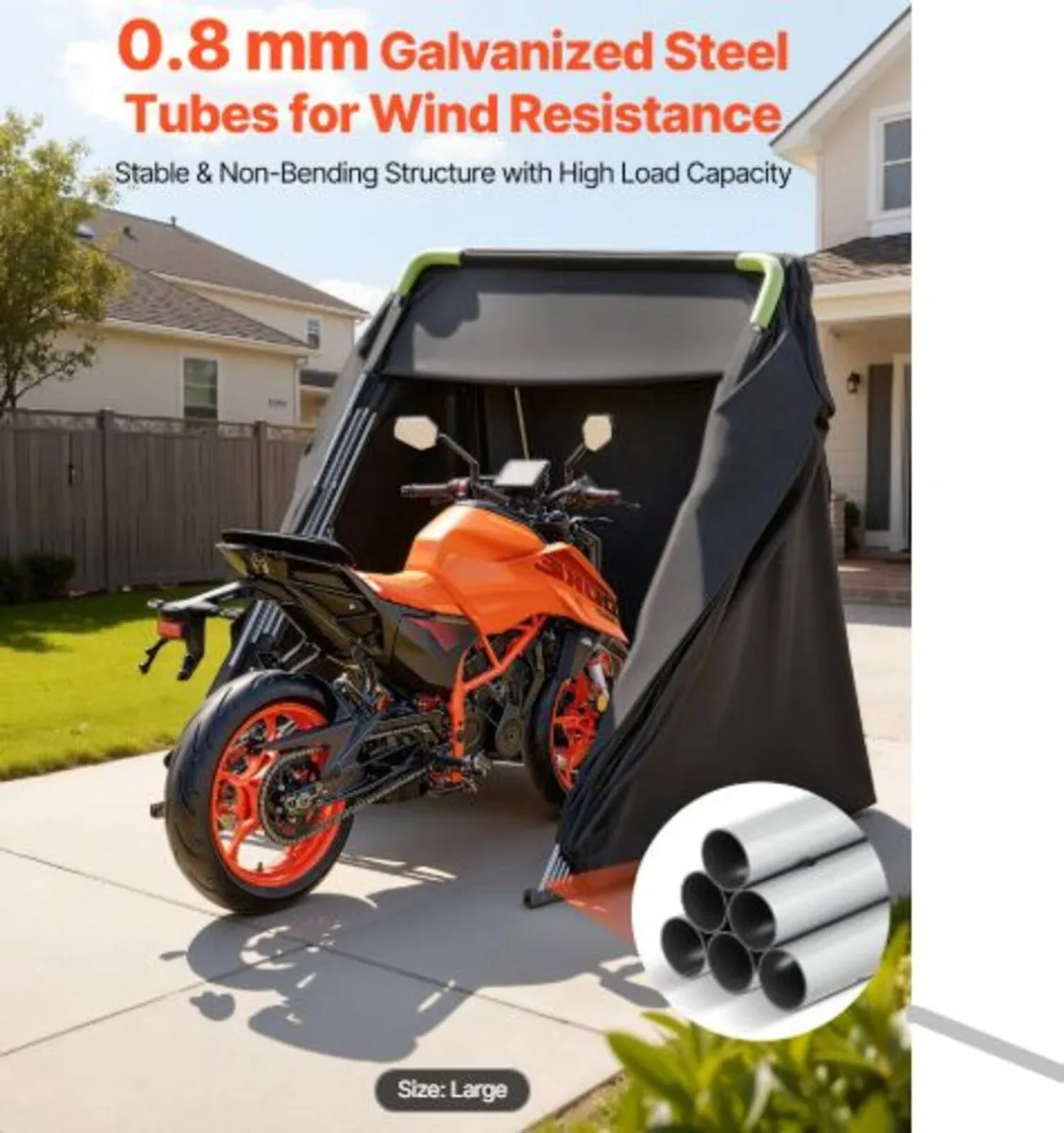 Motorcycle Storage Shelter with Security Lock, - Image 3