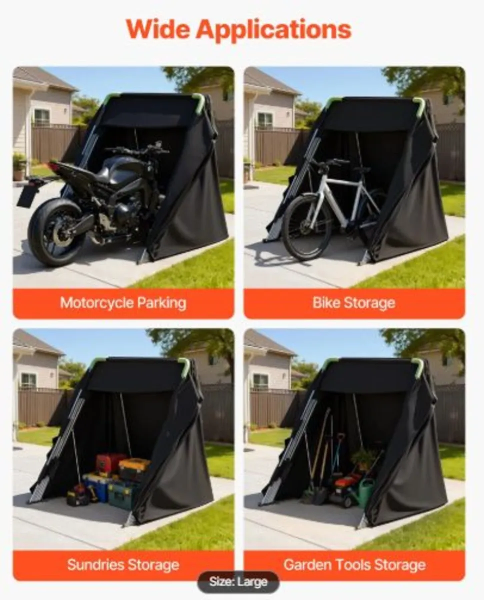 Motorcycle Storage Shelter with Security Lock, - Image 4