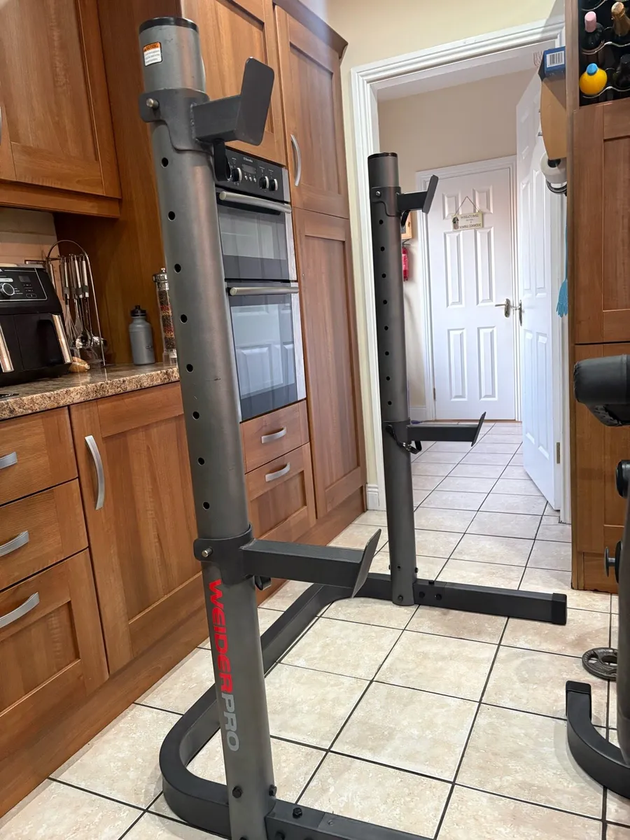 LARGE GYM WEIGHTLIFTING BENCH, SQUAT RACK, WEIGHTS - Image 4