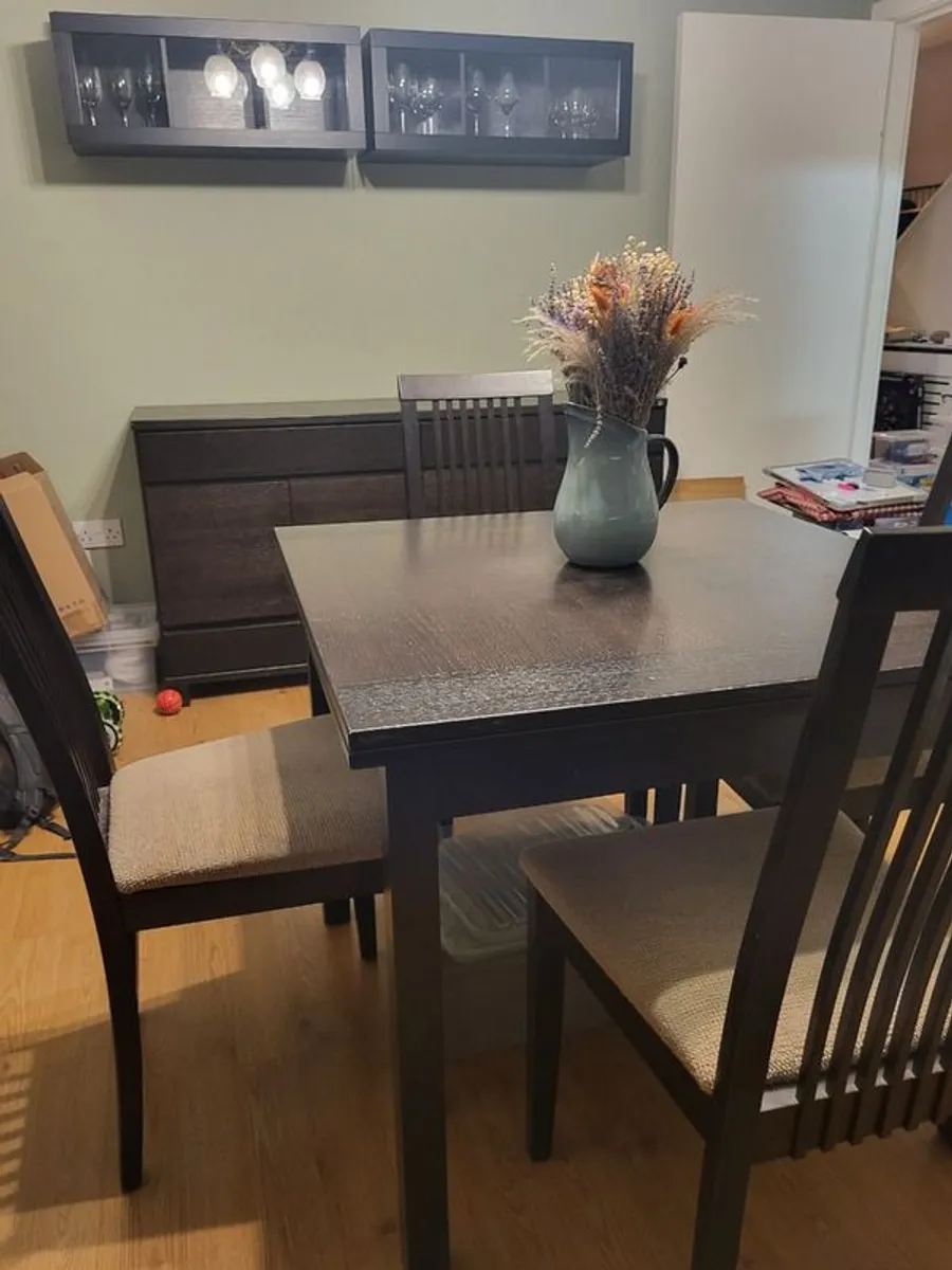 Dining room set: drawer chest, glass cabinets, table and chairs - Image 1