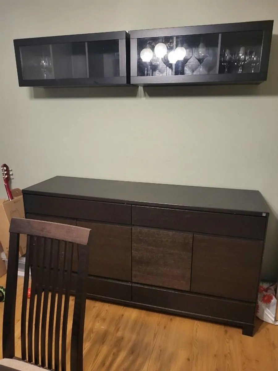 Dining room set: drawer chest, glass cabinets, table and chairs - Image 2