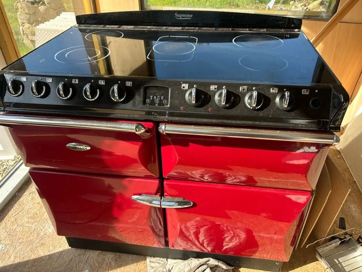 Stanley Supreme Ceramic Hob Range Cooker Red Dual Oven Electric Untested - Image 1