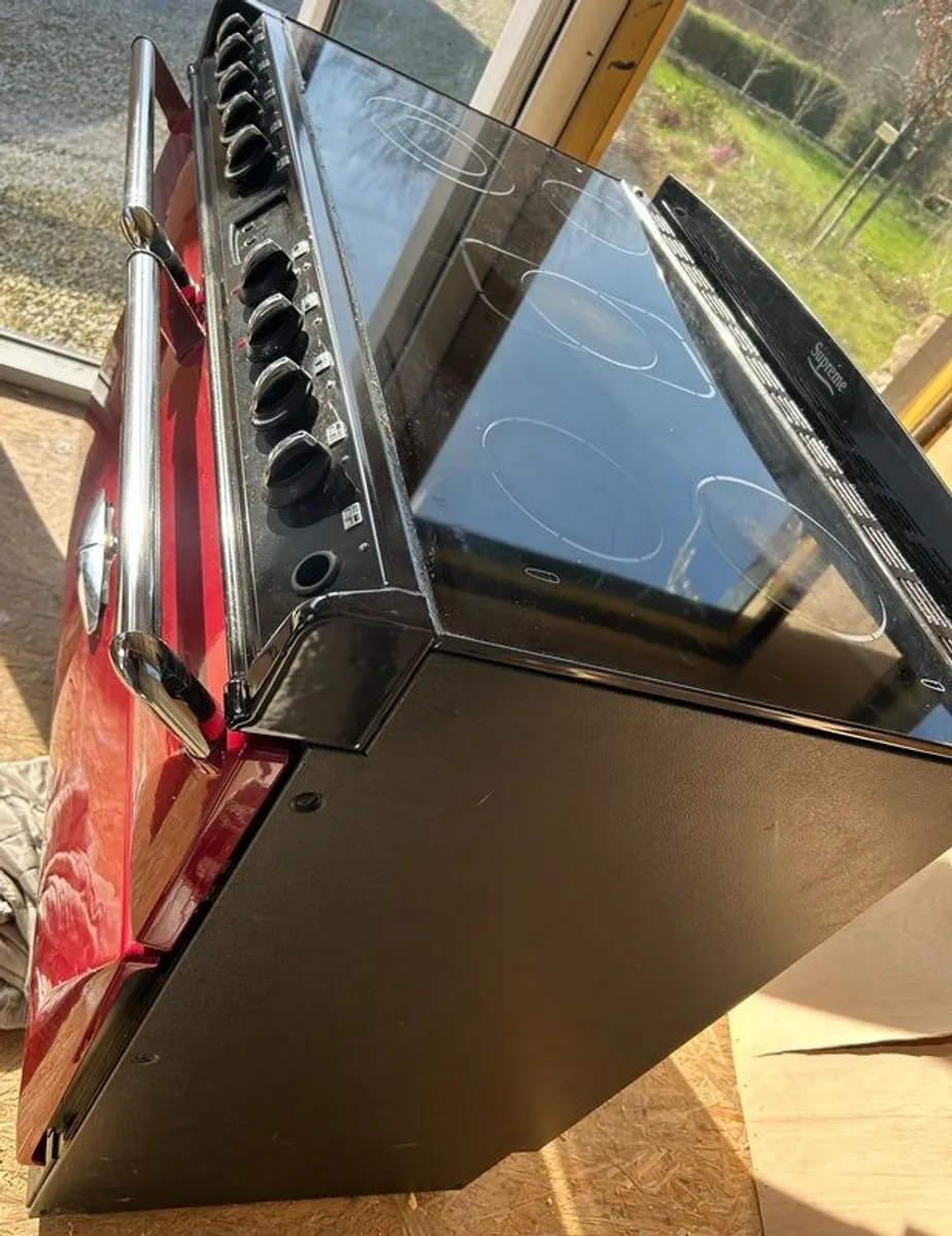 Stanley Supreme Ceramic Hob Range Cooker Red Dual Oven Electric Untested - Image 3