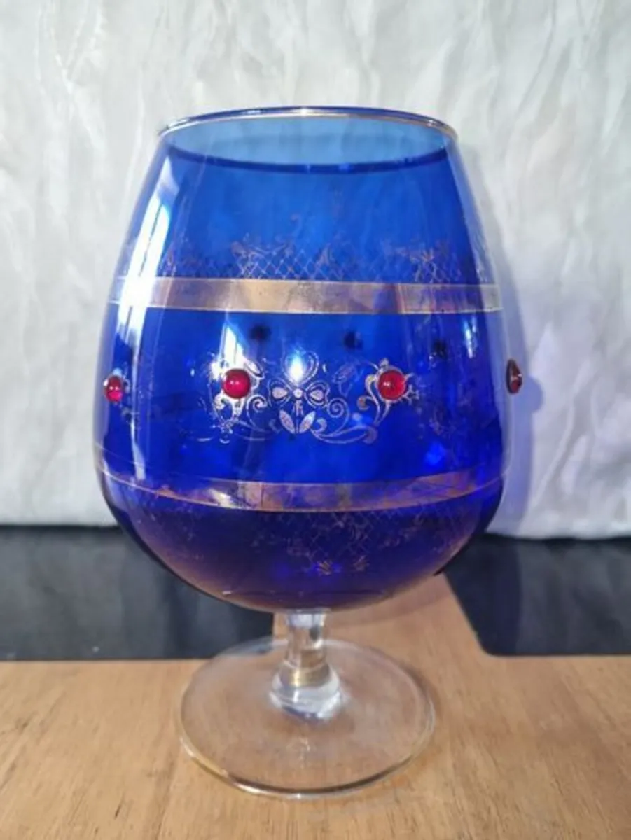 Large vintage Bohemia glass goblet - Image 2