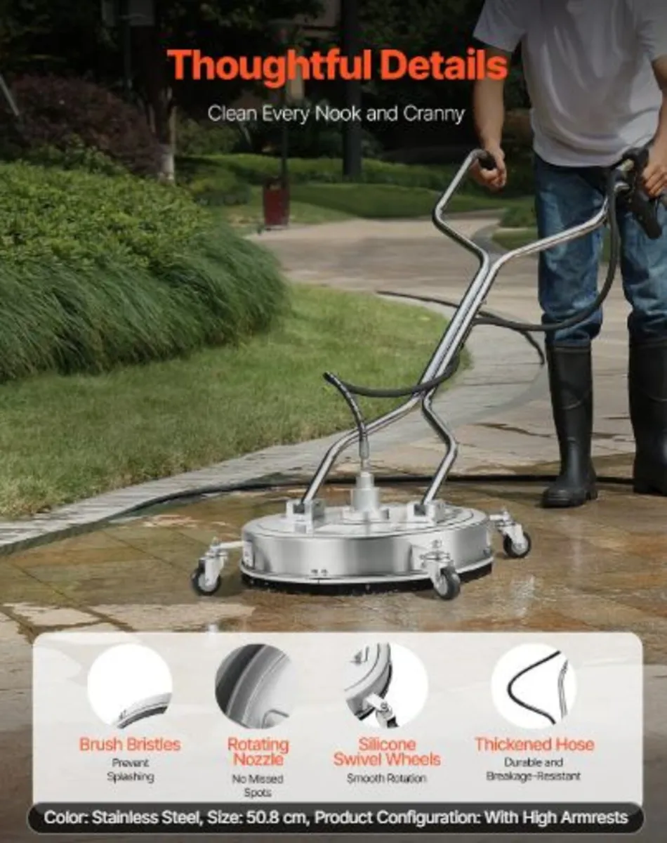 20" Pressure Washer Surface Cleaner, Stainless - Image 2
