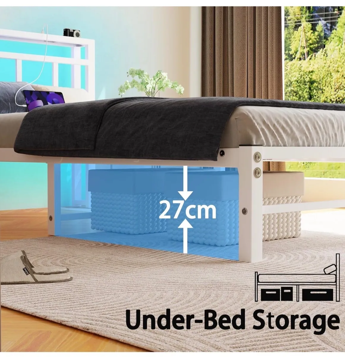 Single Bed Frame with Headboard≤D Lights,Heavy D - Image 3