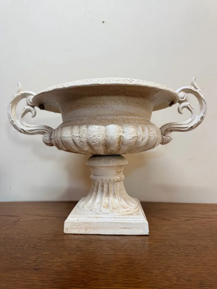 Victorian Style White Cast Iron Urn - Image 2