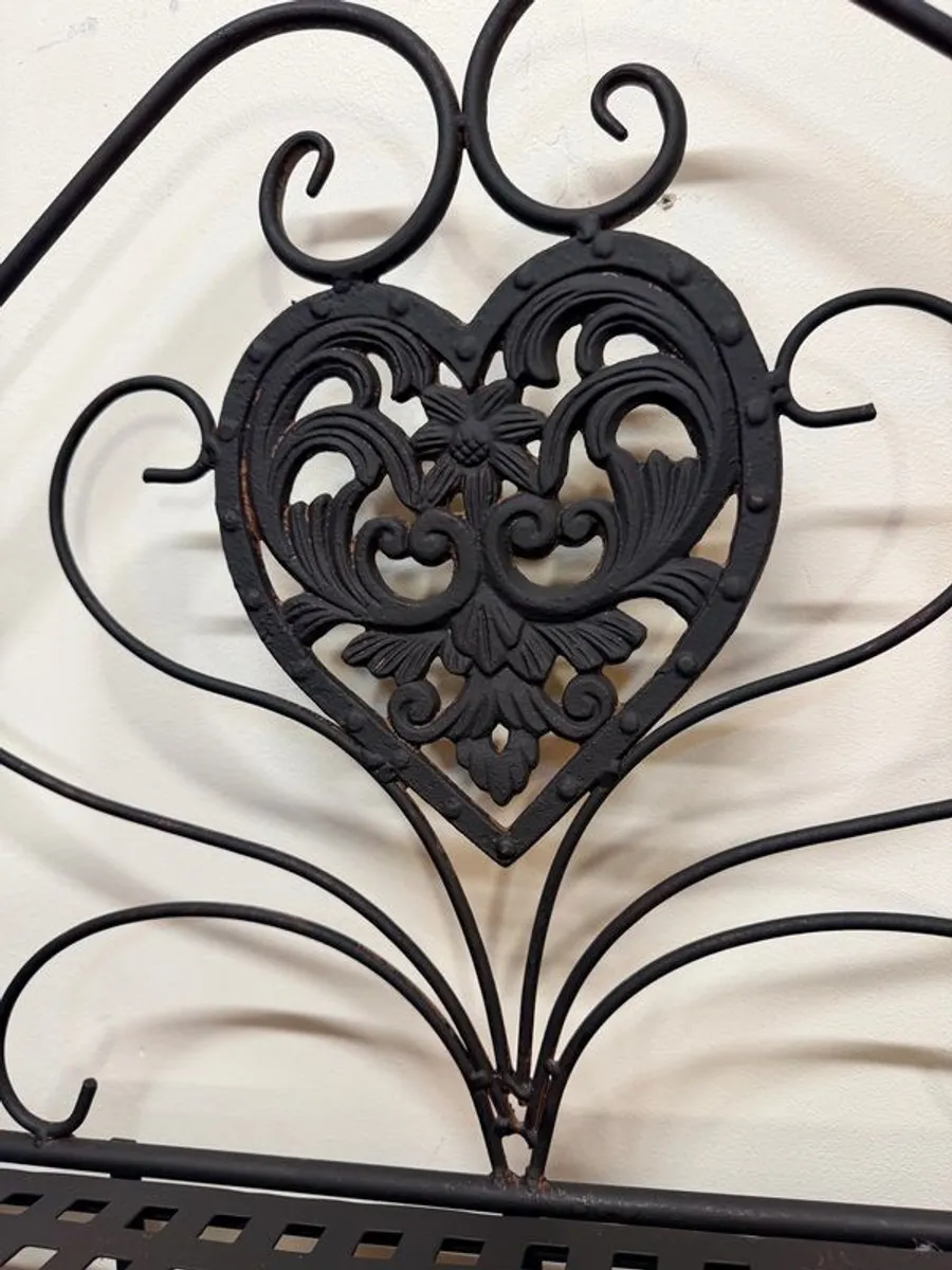 Rustic Painted Metal Outdoor Wall Shelf with 3 Tiers - Image 2