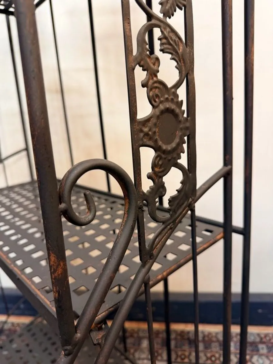 Rustic Painted Metal Outdoor Wall Shelf with 3 Tiers - Image 3