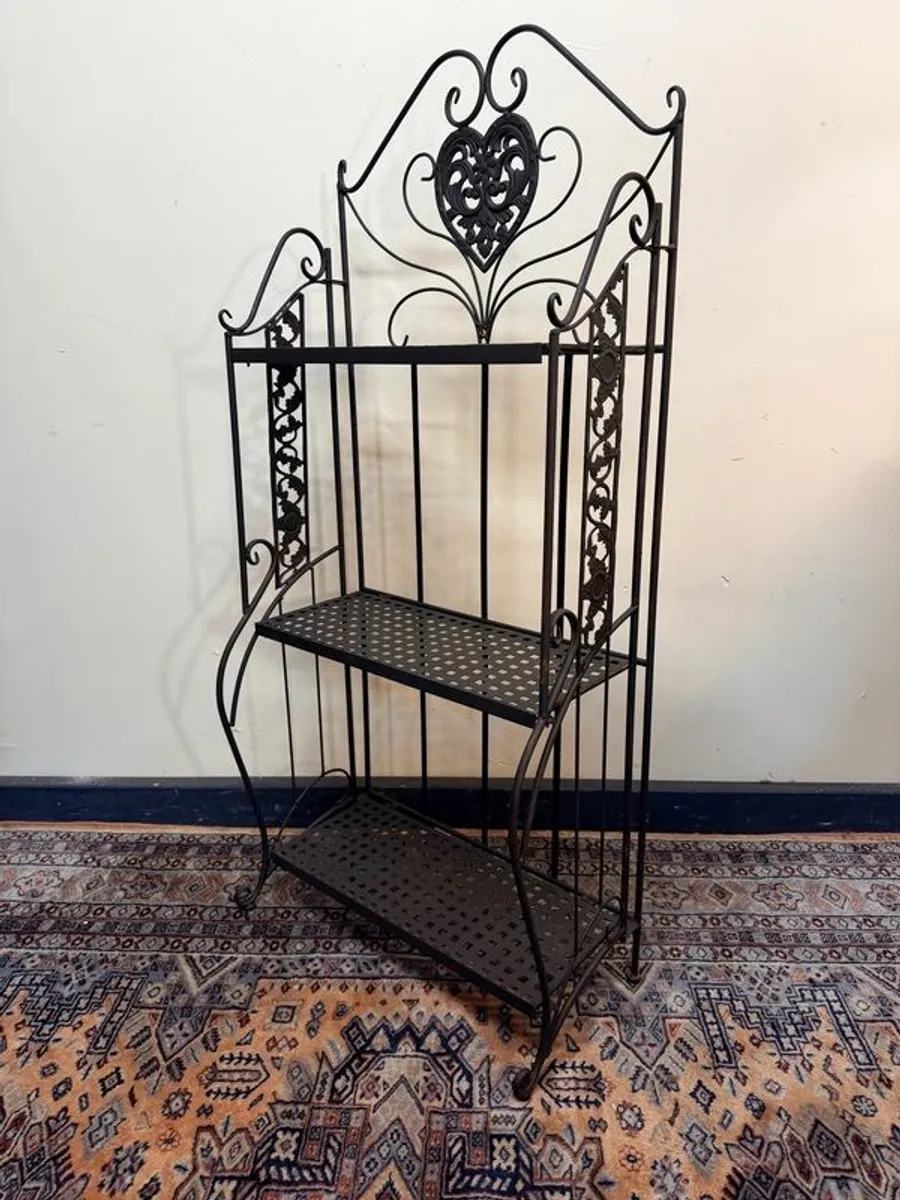 Rustic Painted Metal Outdoor Wall Shelf with 3 Tiers - Image 4