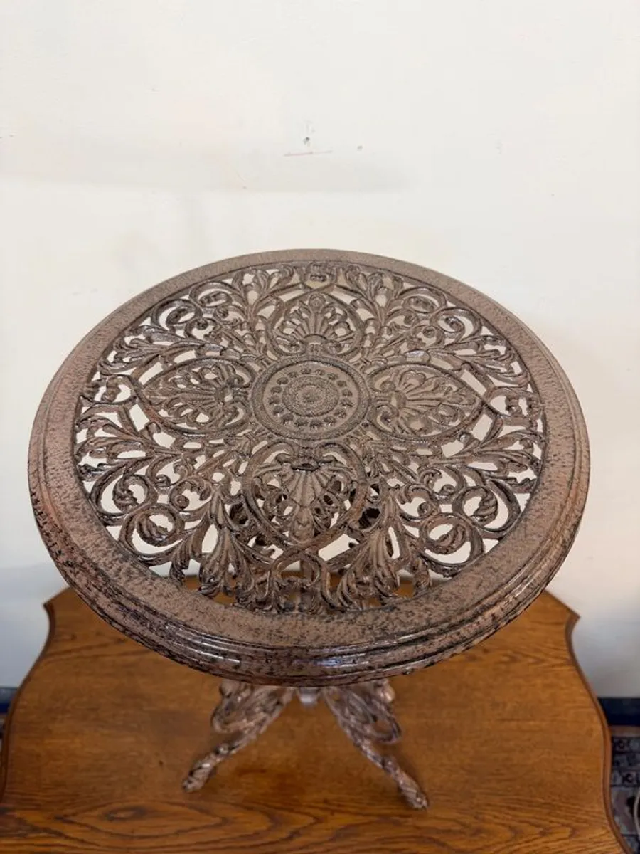 Heavy French Cast Iron Garden Table or Plant Stand - Image 4