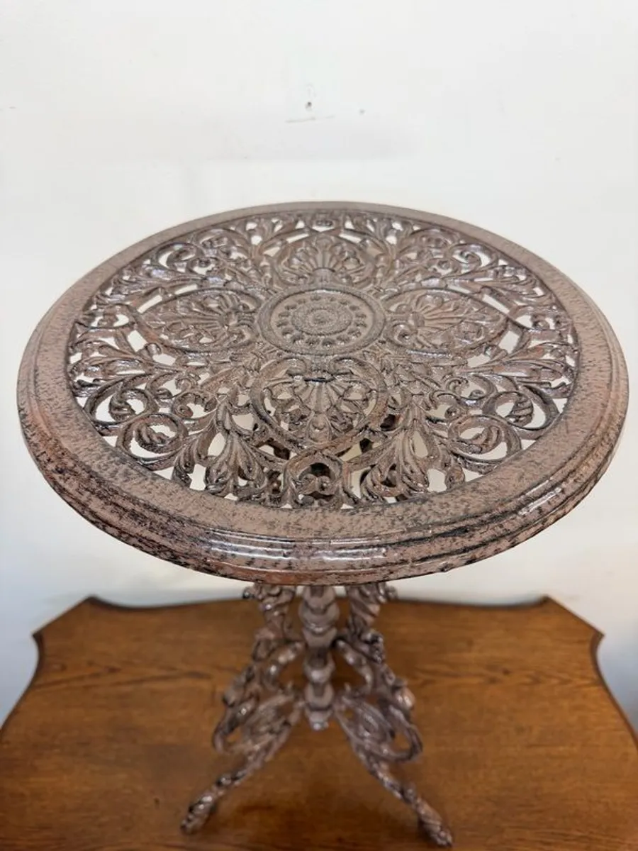 Heavy French Cast Iron Garden Table or Plant Stand - Image 2