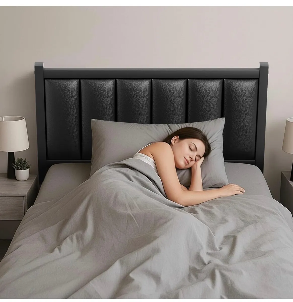 Single Bed Frame with Upholstered Headboard - Image 3