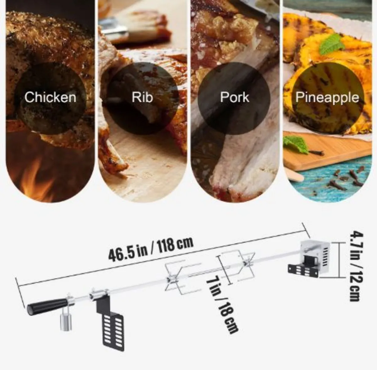 Universal Grill Rotisserie Kit BBQ Roaster 81.3cm - Image 3