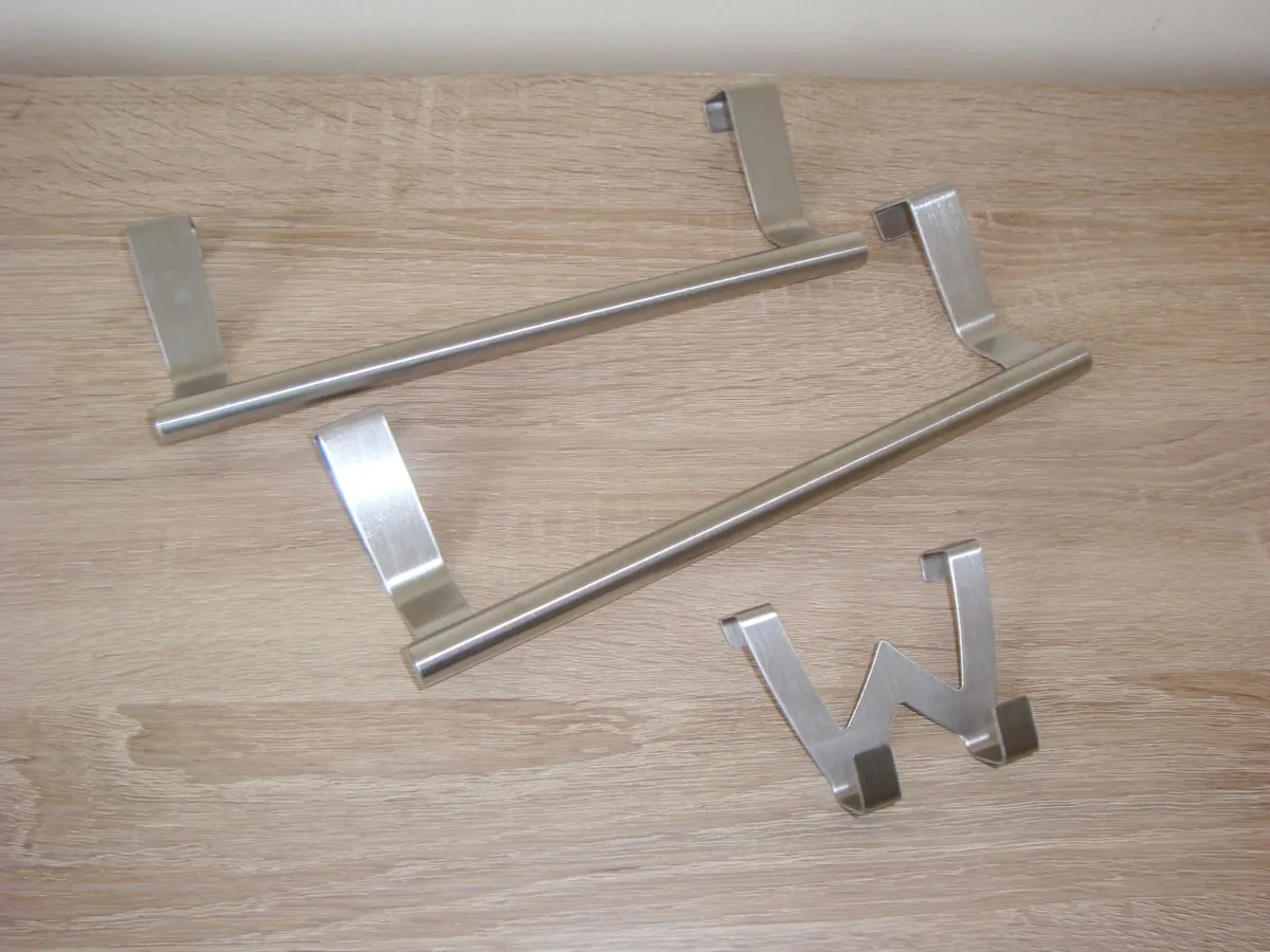 3 Over kitchen cabinet door tea towel hangers - Image 1