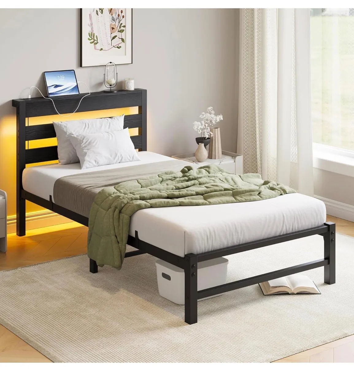 3ft Single Bed Frame with Charging Station and LED - Image 2