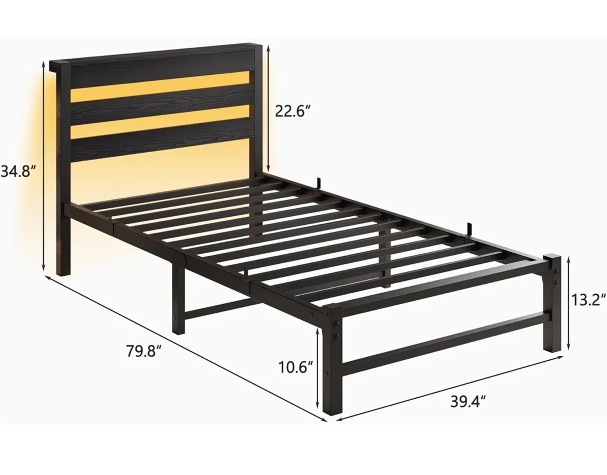 3ft Single Bed Frame with Charging Station and LED - Image 3