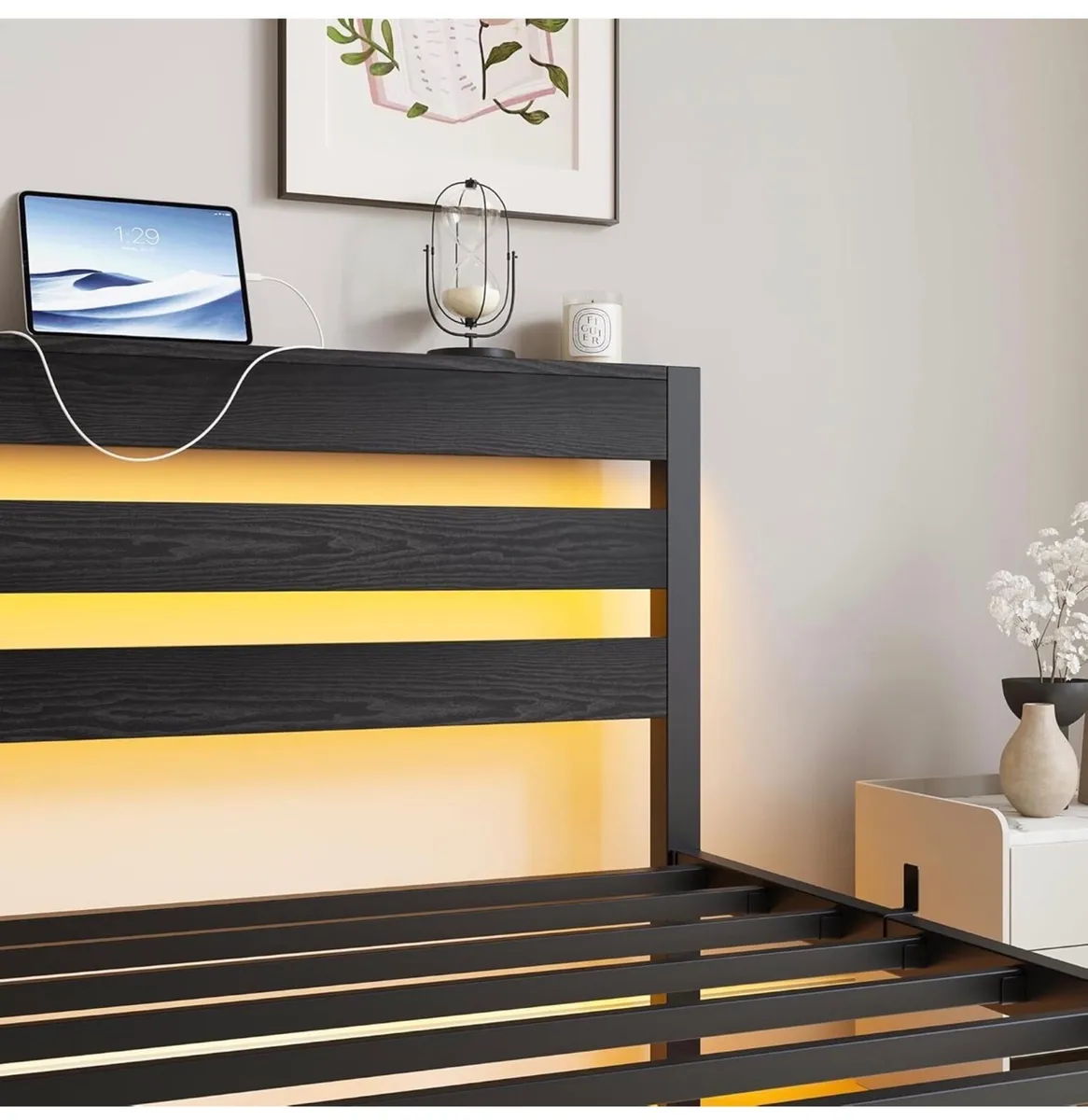 3ft Single Bed Frame with Charging Station and LED - Image 4