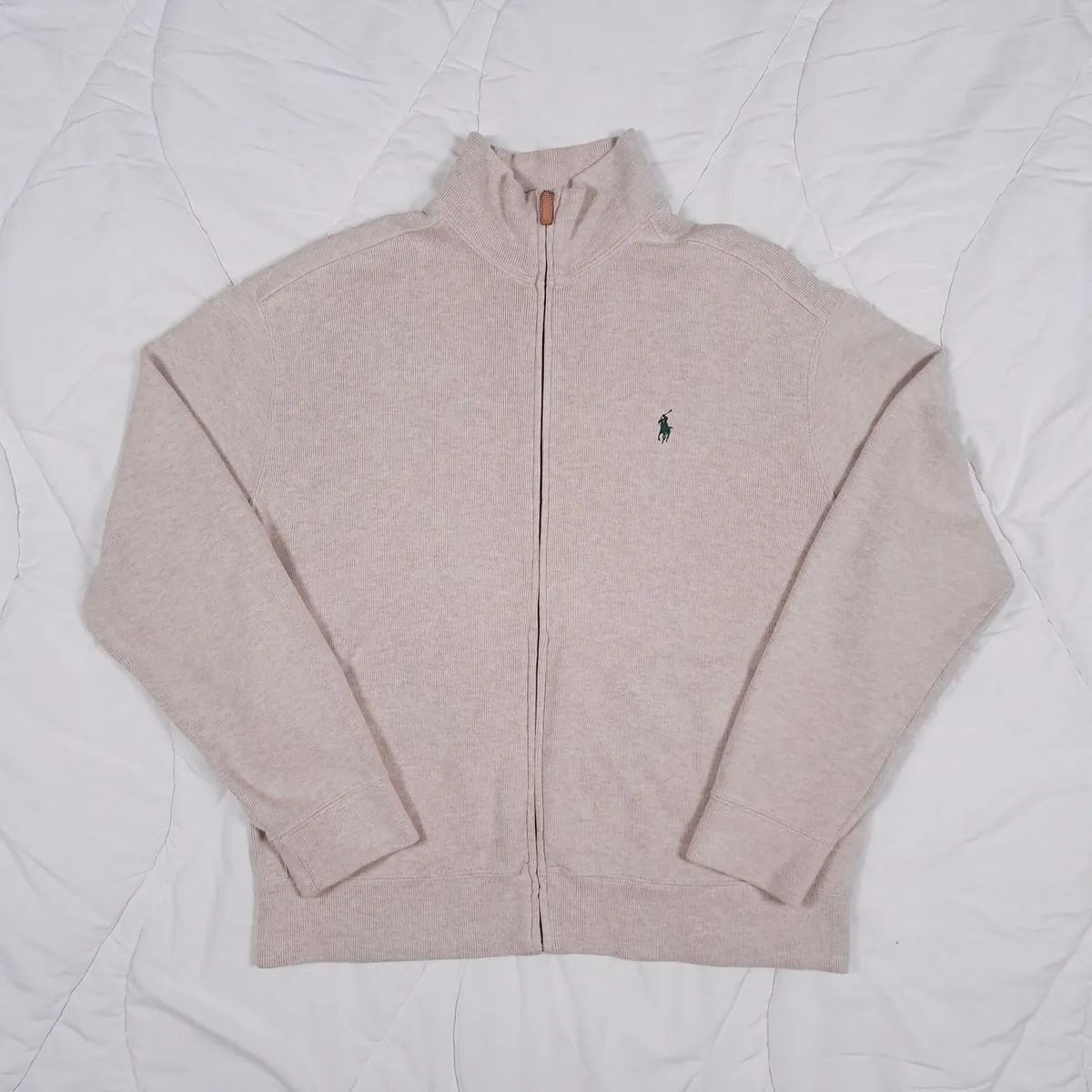 Polo Ralph Lauren Beige Full Zip Sweater Jacket M - Image 1