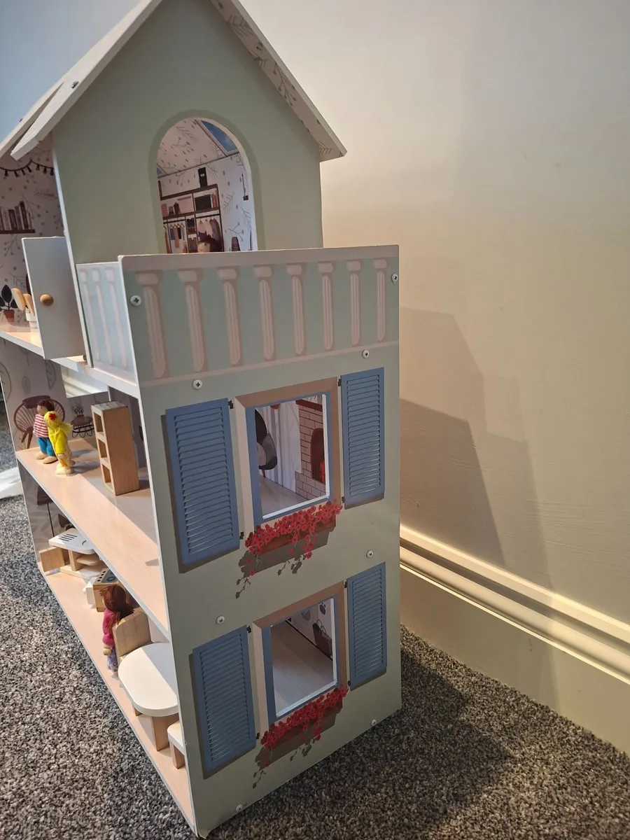 Dolls House wooden 3 Storey Furniture included & D - Image 4