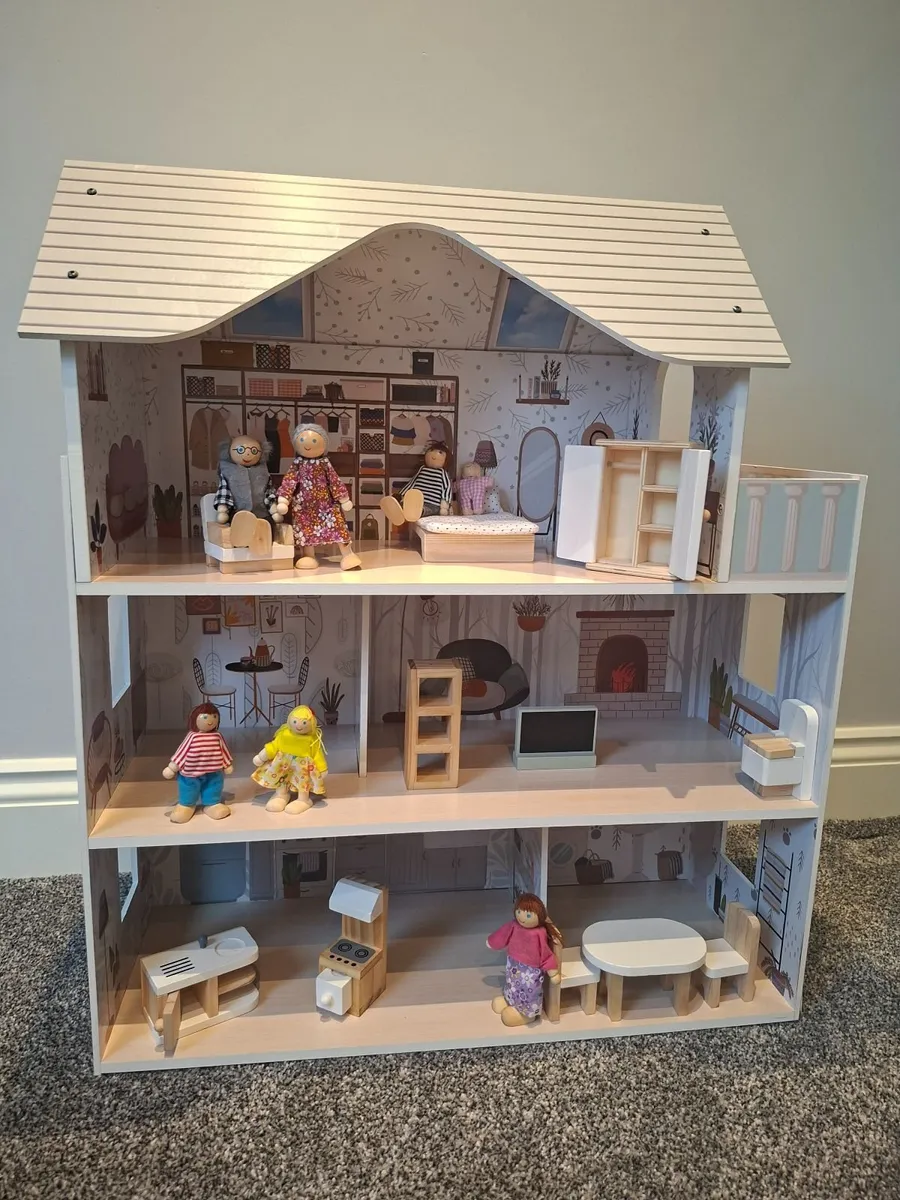 Dolls House wooden 3 Storey Furniture included & D - Image 1