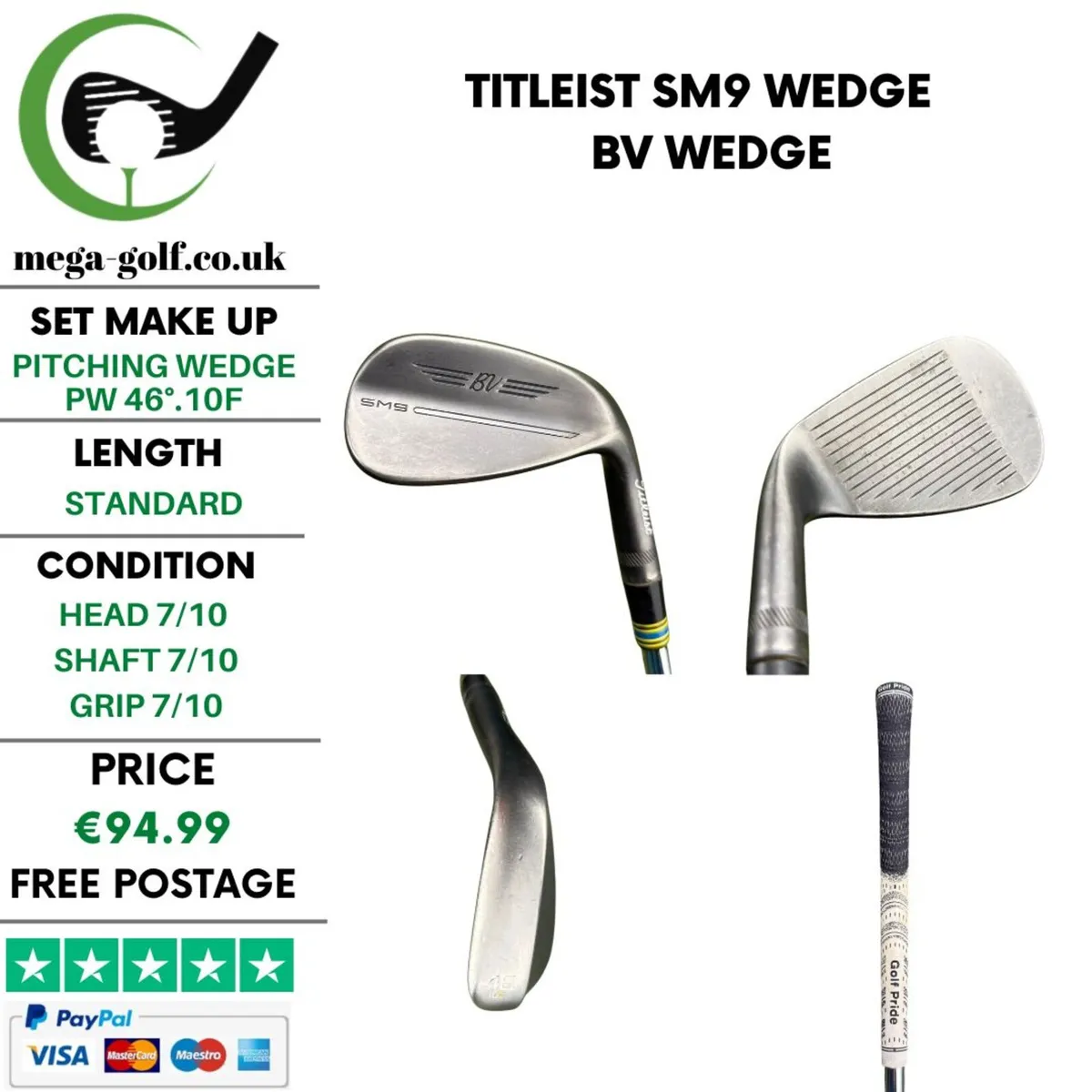 Titleist SM9 Wedge Pw 46°.10F / Bv Wedge - Image 1