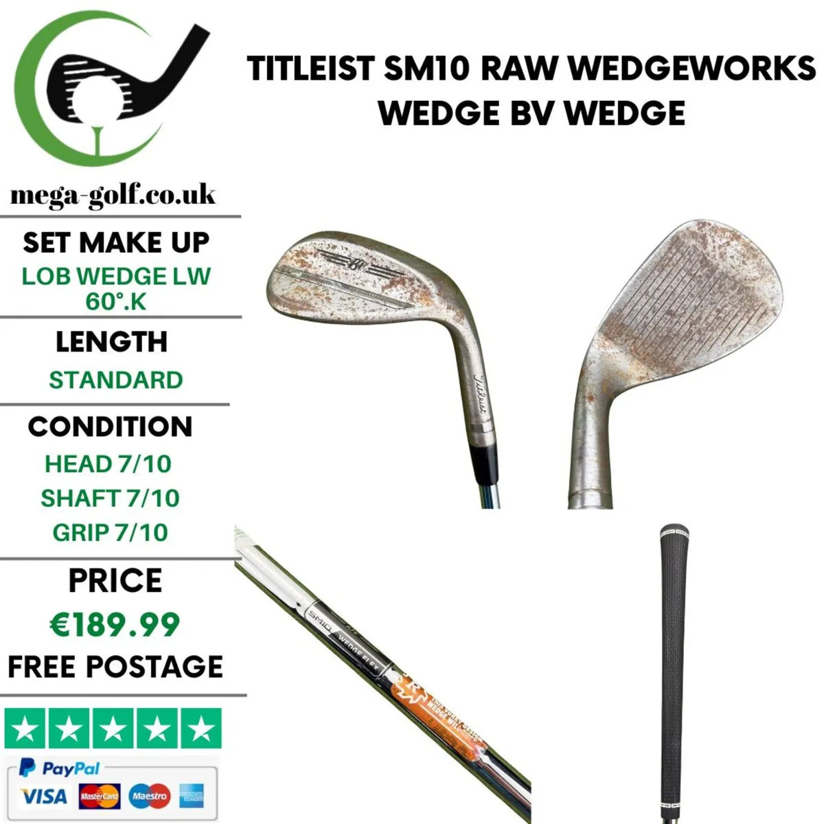 Titleist SM10 Raw Wedgeworks Wedge Lw 60°.K /Wedge - Image 1