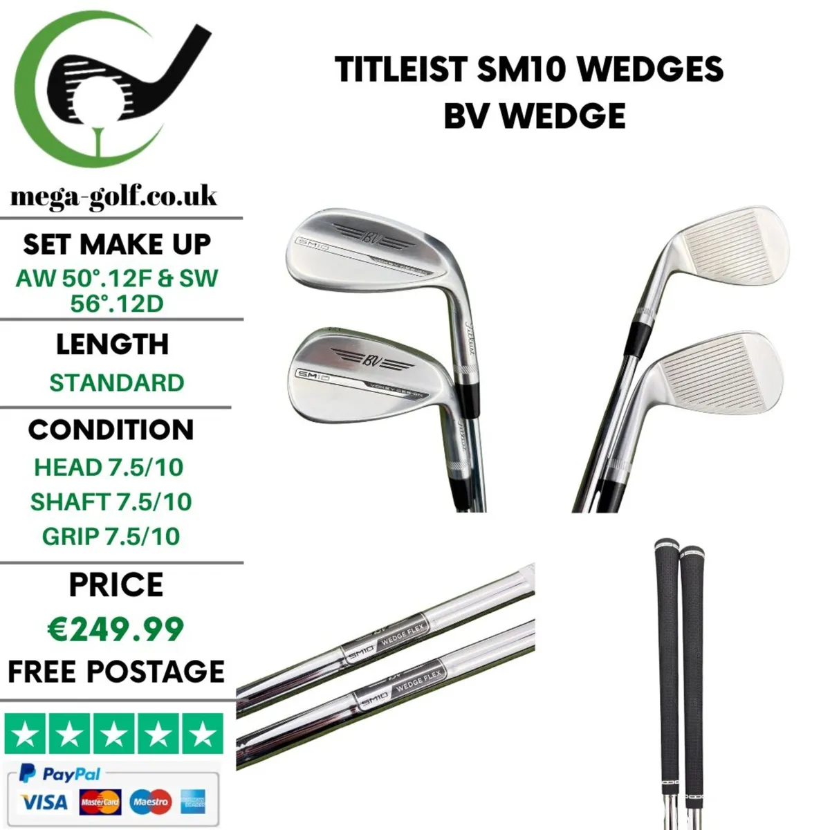 Titleist SM10 Wedges Aw 52°.08F & Sw 56°.08M - Image 1