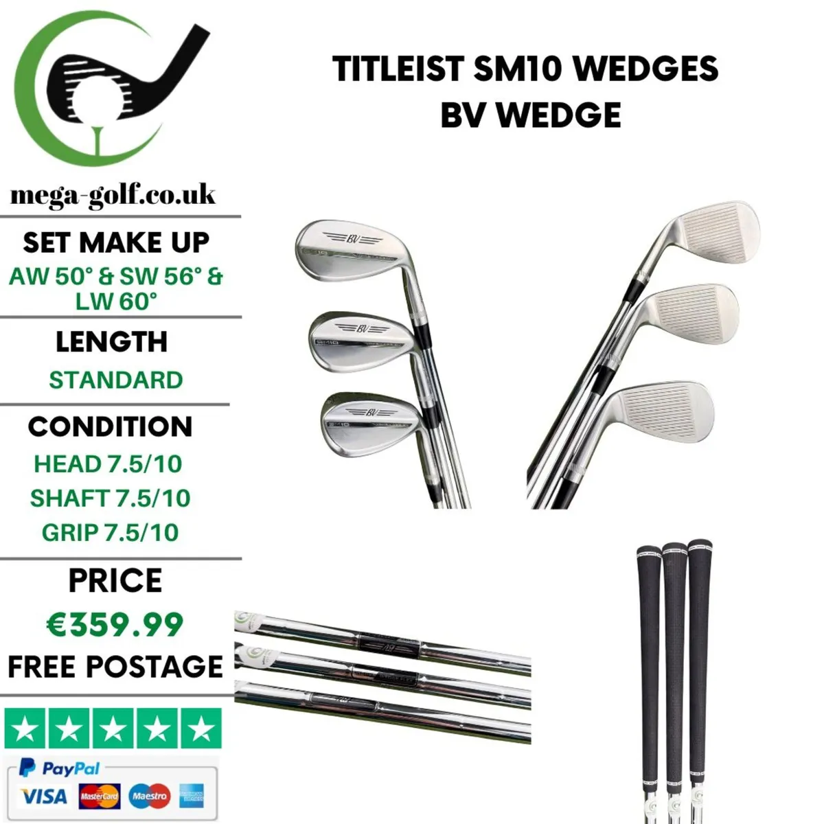 Titleist SM10 Wedges Aw 50° & Sw 56° & Lw  60° - Image 1