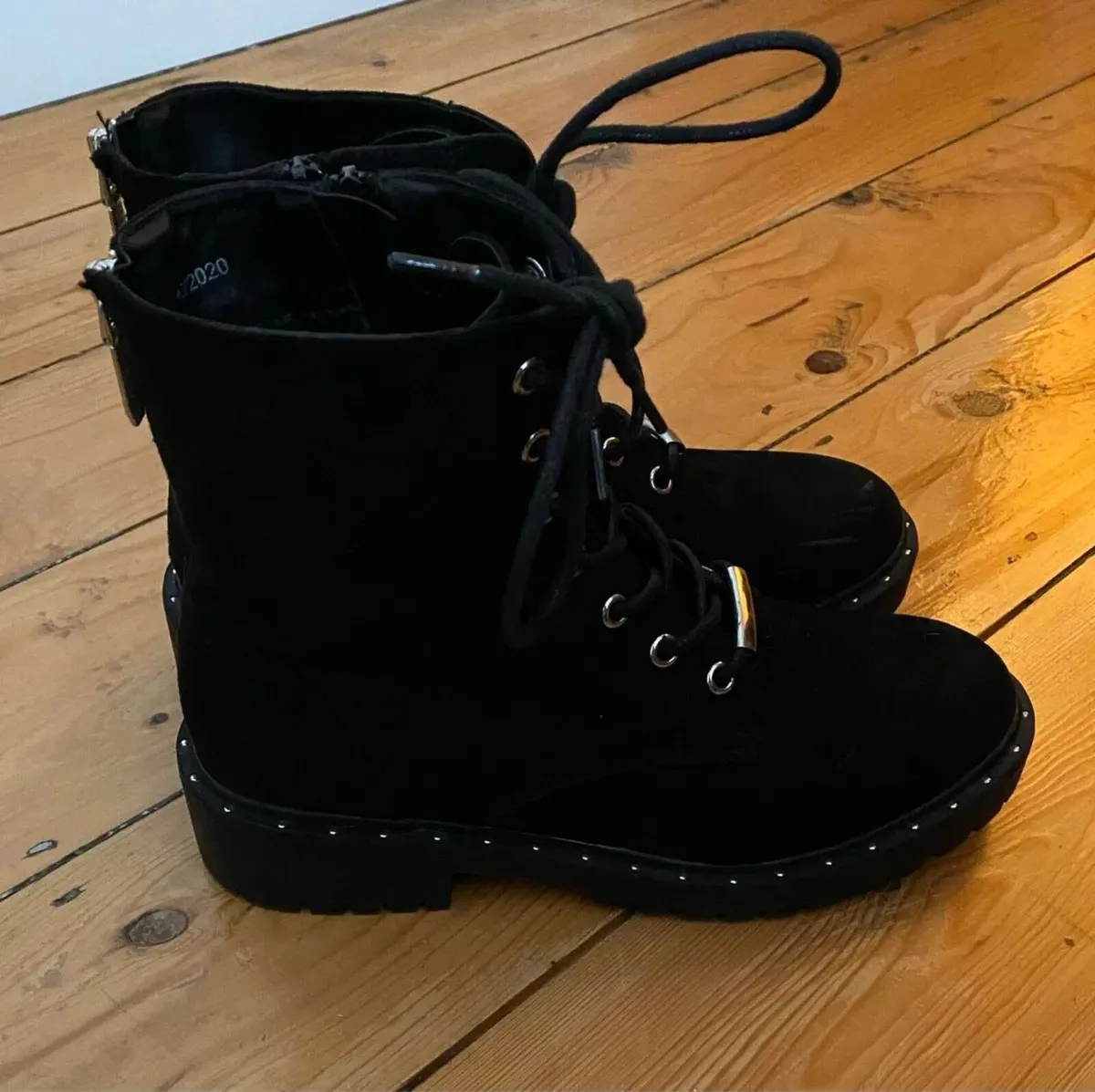 Ladies Schuh Black Suede Ankle Boots, Size 40 / 7 - Image 4