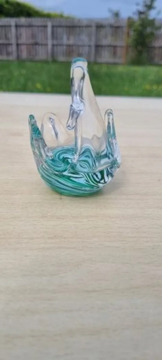Vintage Isle of Man St. John's Crystal Swan - Image 2