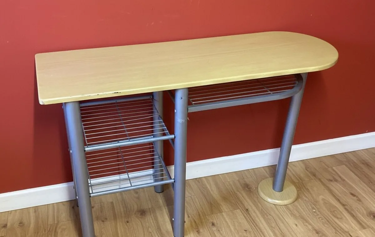 Modern slim console table with storage shelves - Image 1