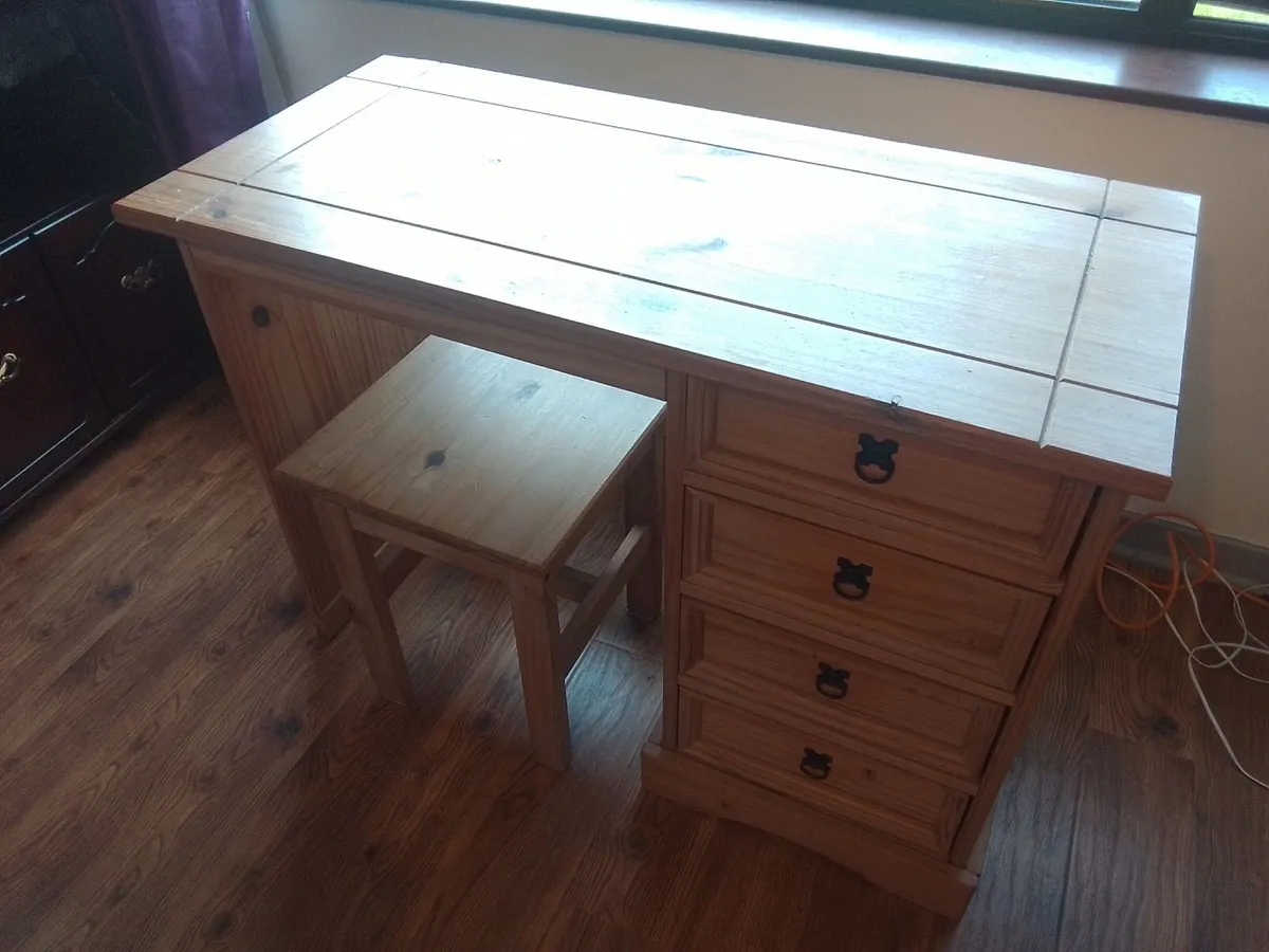 Pine Desk with Drawers - Image 1