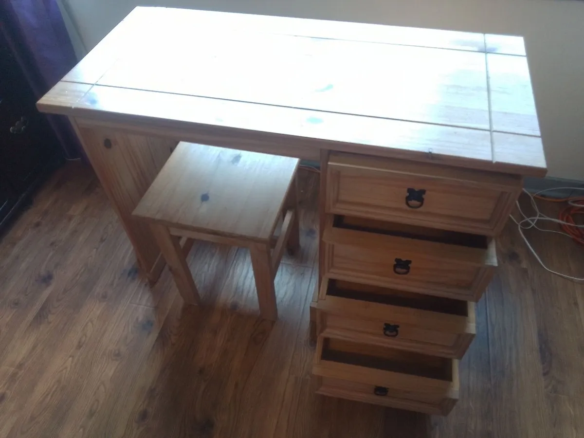 Pine Desk with Drawers - Image 3