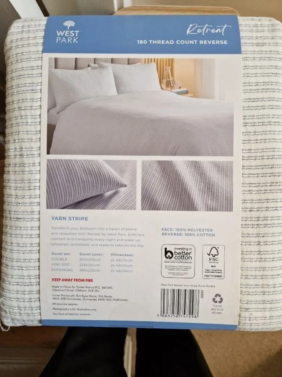 BRAND NEW WESTPARK Yarn Stripe Double Duvet Cover - Image 4