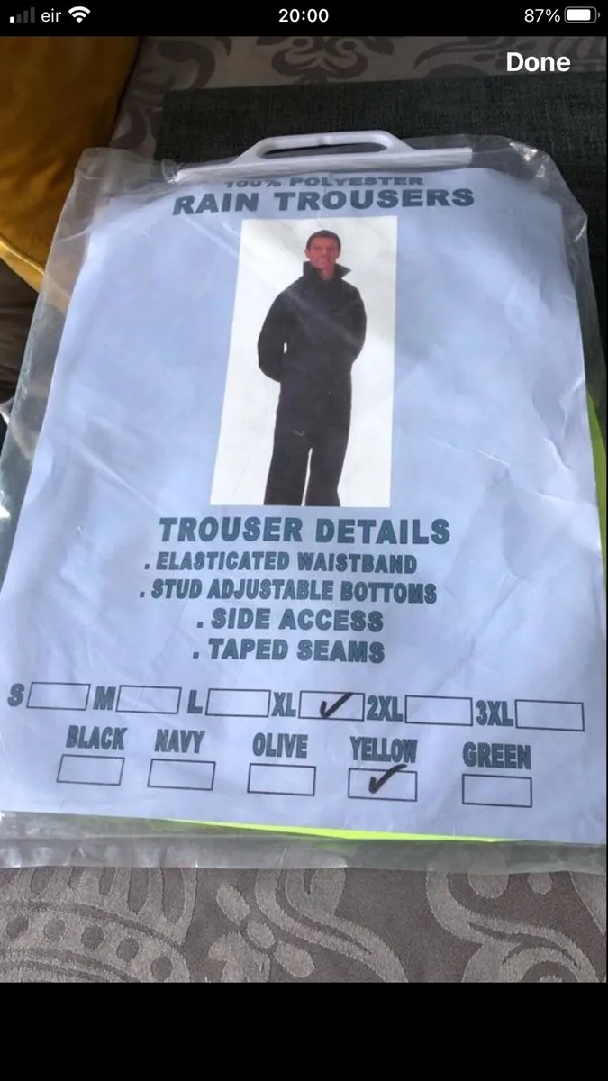 Mens rain bottoms size XL €10 - Image 4