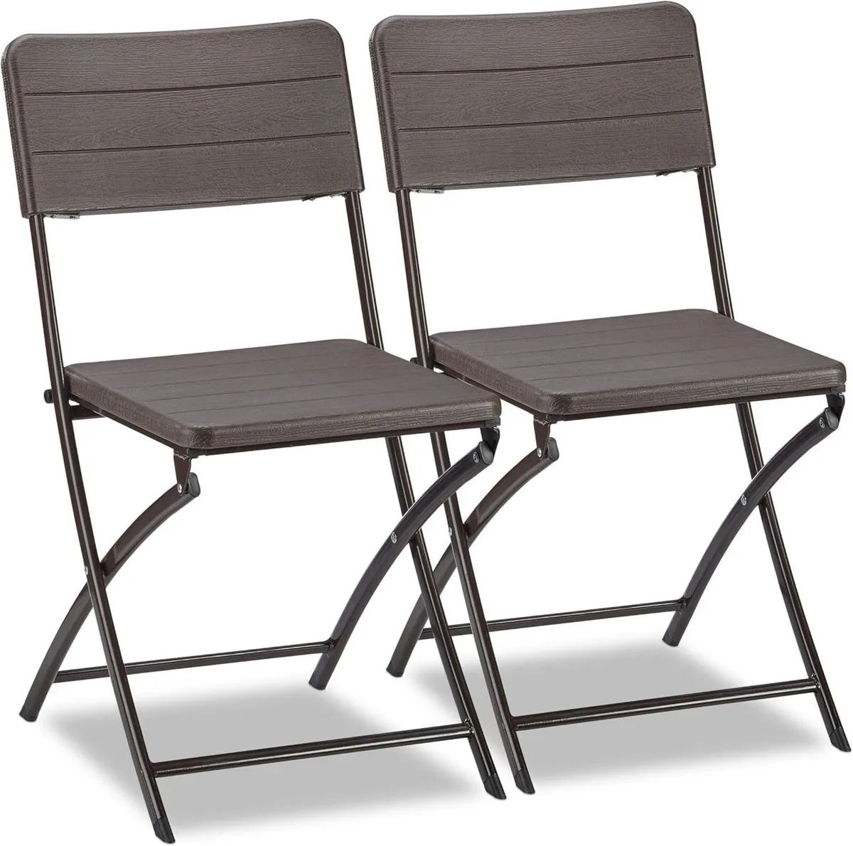 Garden Chairs Set of 2 Woodgrain Look Weatherproof - Image 1