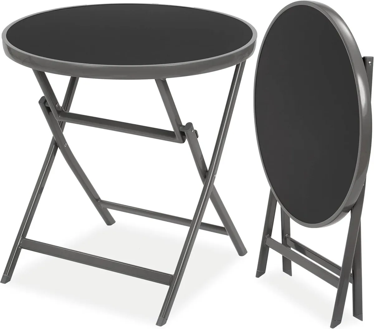 Milano Garden Folding Table Outdoor - Round Glass