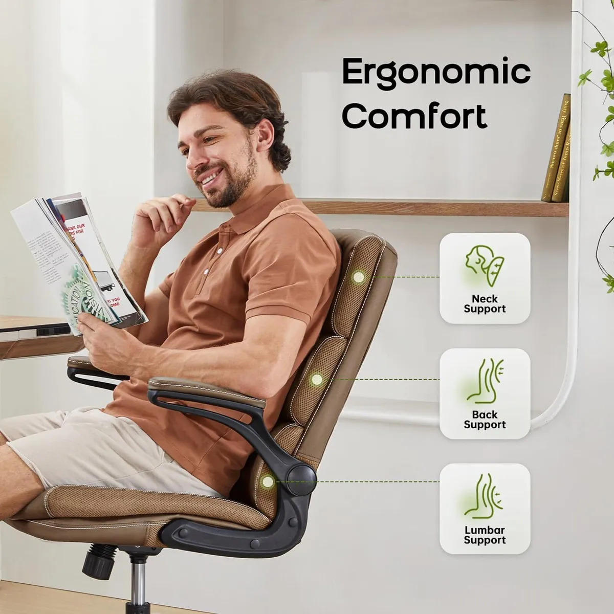 Executive Office Chair with Flip-Up Armrests - Image 3