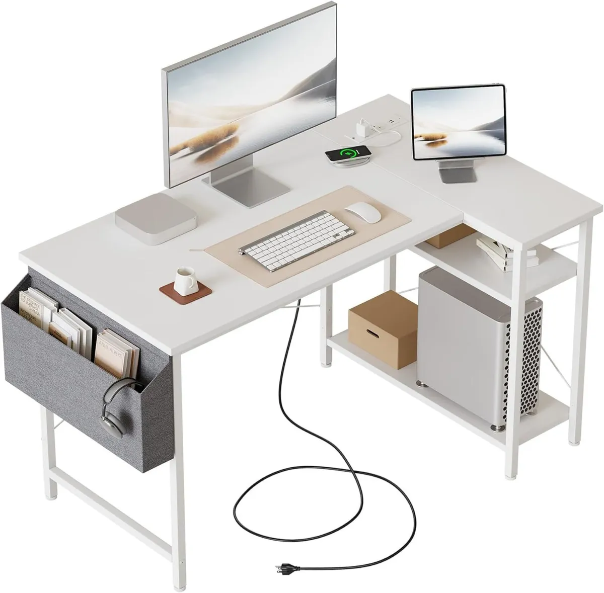 Small L Shaped Desk with Power Outlets 100 cm - Image 1