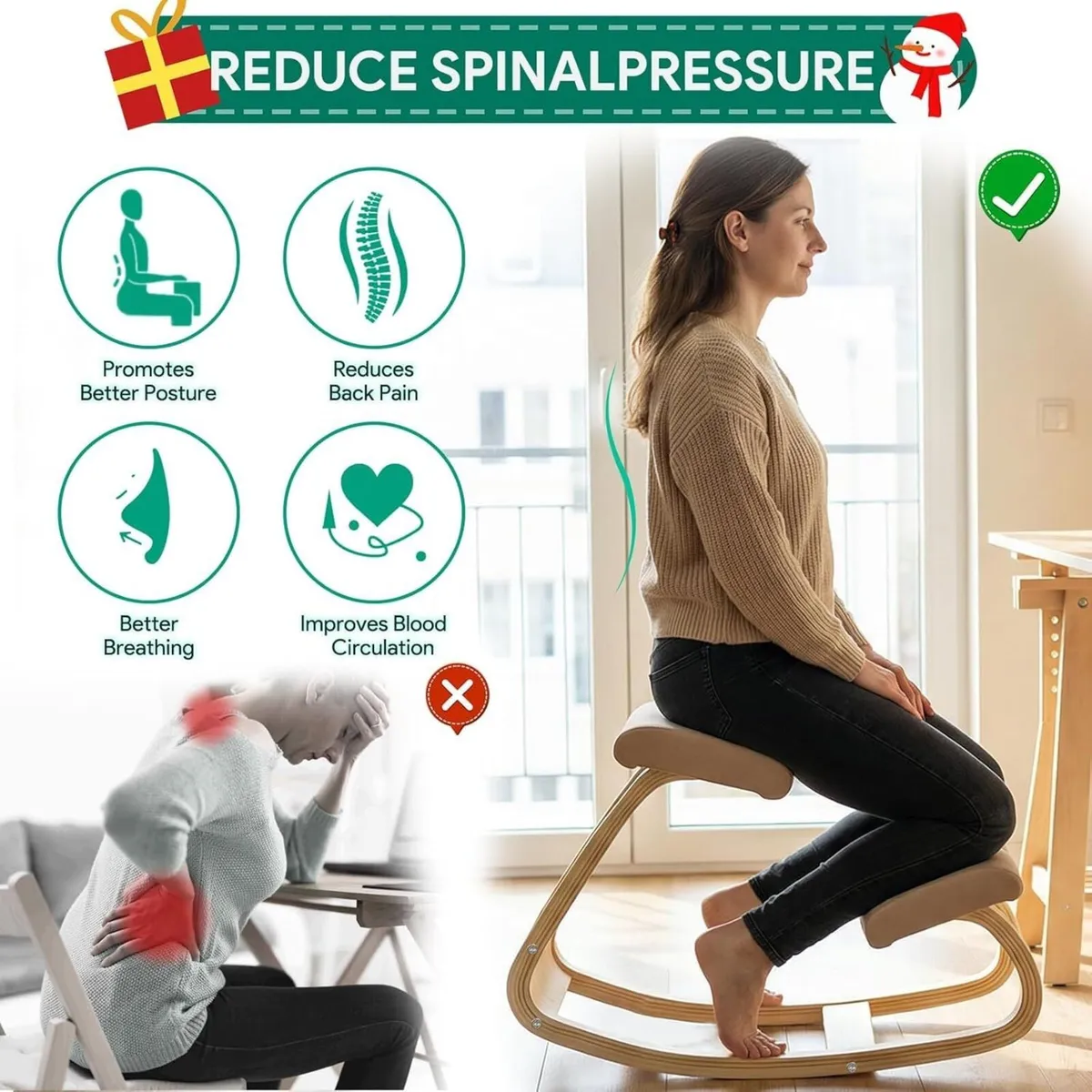 Ergonomic Kneeling Chair 250LB Load Capacity - Image 4