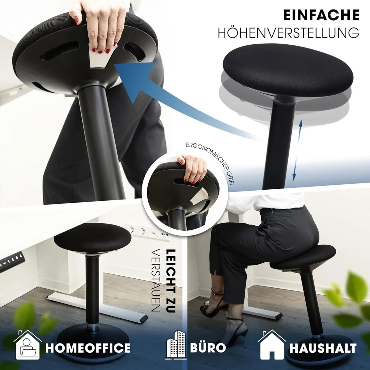 Ergonomic Office Stool 2-in-1 and Standing Height - Image 3