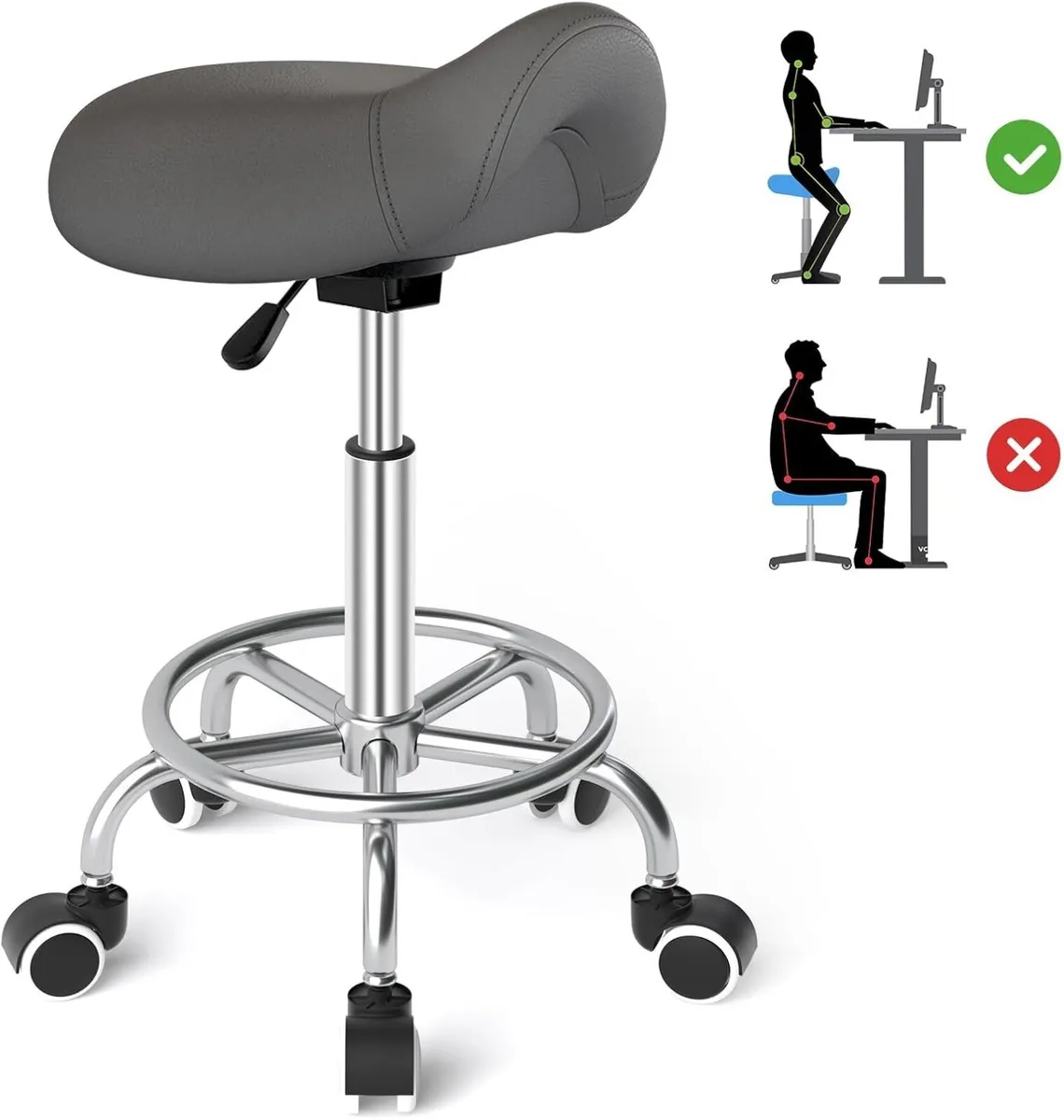 Saddle Stool Ergonomic - Comfortable Rolling - Image 1