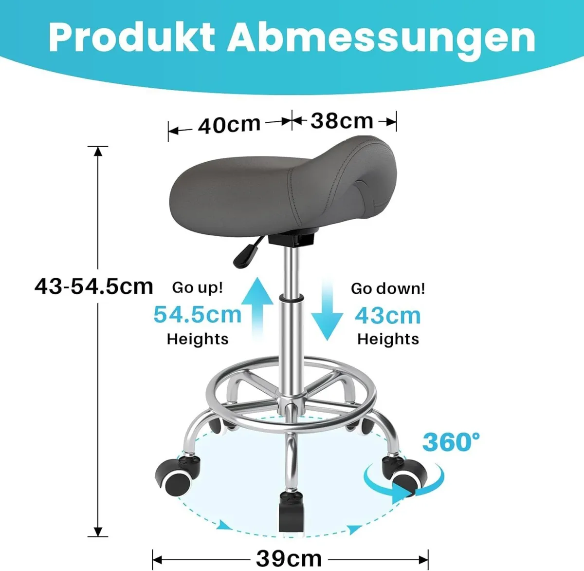 Saddle Stool Ergonomic - Comfortable Rolling - Image 2