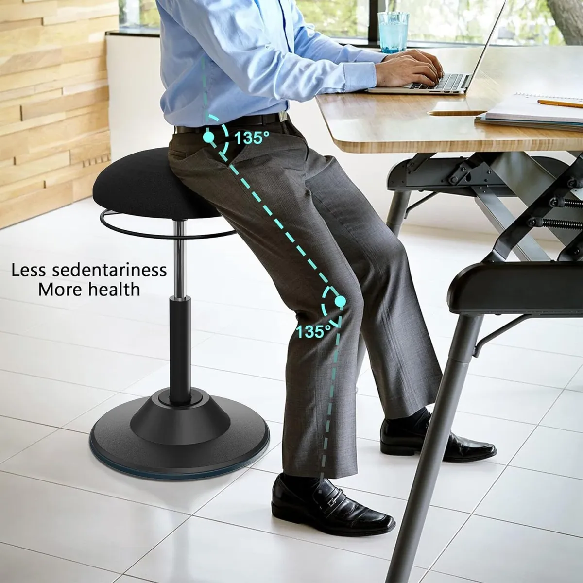 Ergonomic Adjustable Height Wobble Stool - Active - Image 3