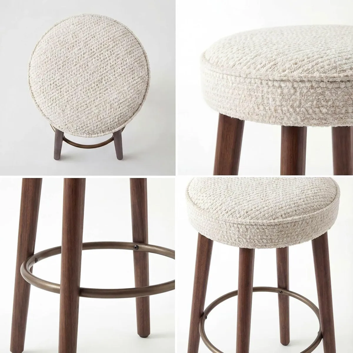 Set of 2 Chenille Bar Stools 68cm Counter Height - Image 3