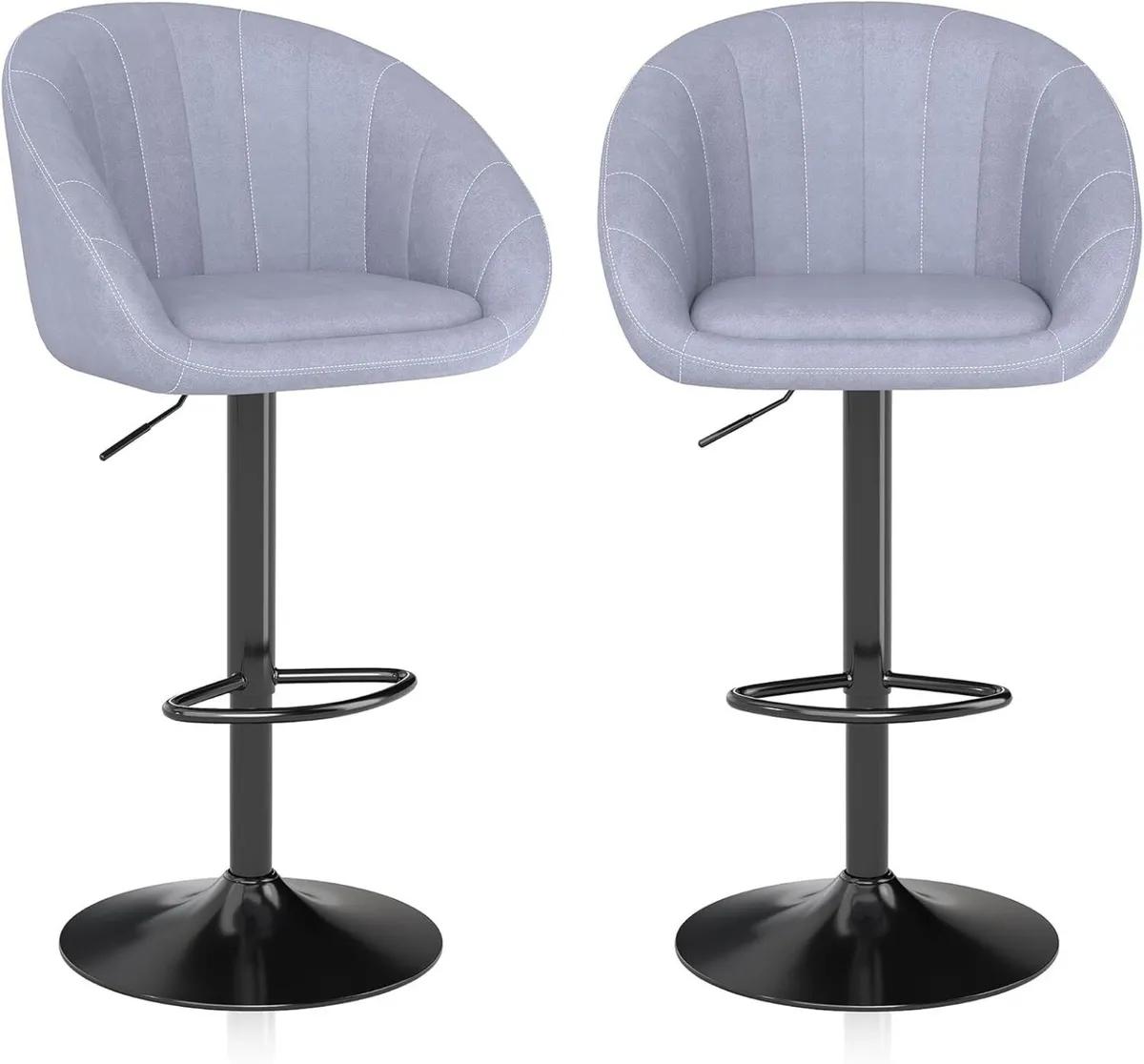 Bar Stools Set of 2 Kitchen Velvet Breakfast with - Image 1